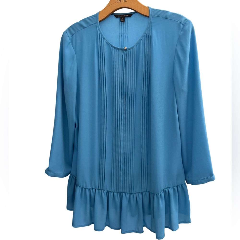 Banana Republic Blue Pleated Long Sleeve Blouse Size M